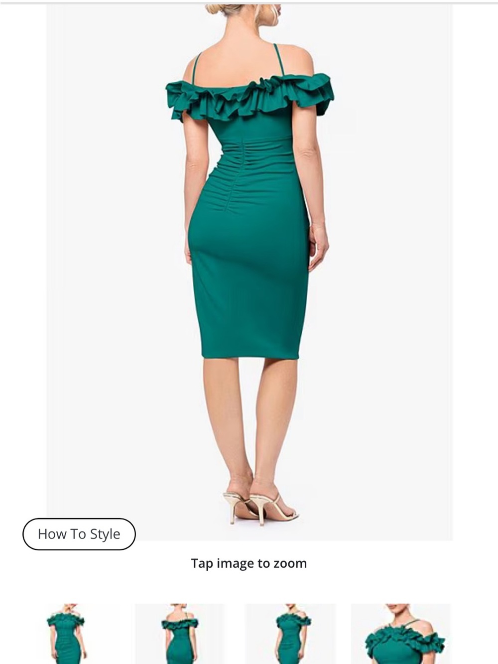 Xscape Teal One-Shoulder Ruffle Sheath Dress - Picture 2 of 4